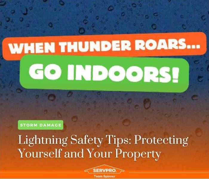 a rainy background with the words "When Thunder Roars... Go Indoors!"